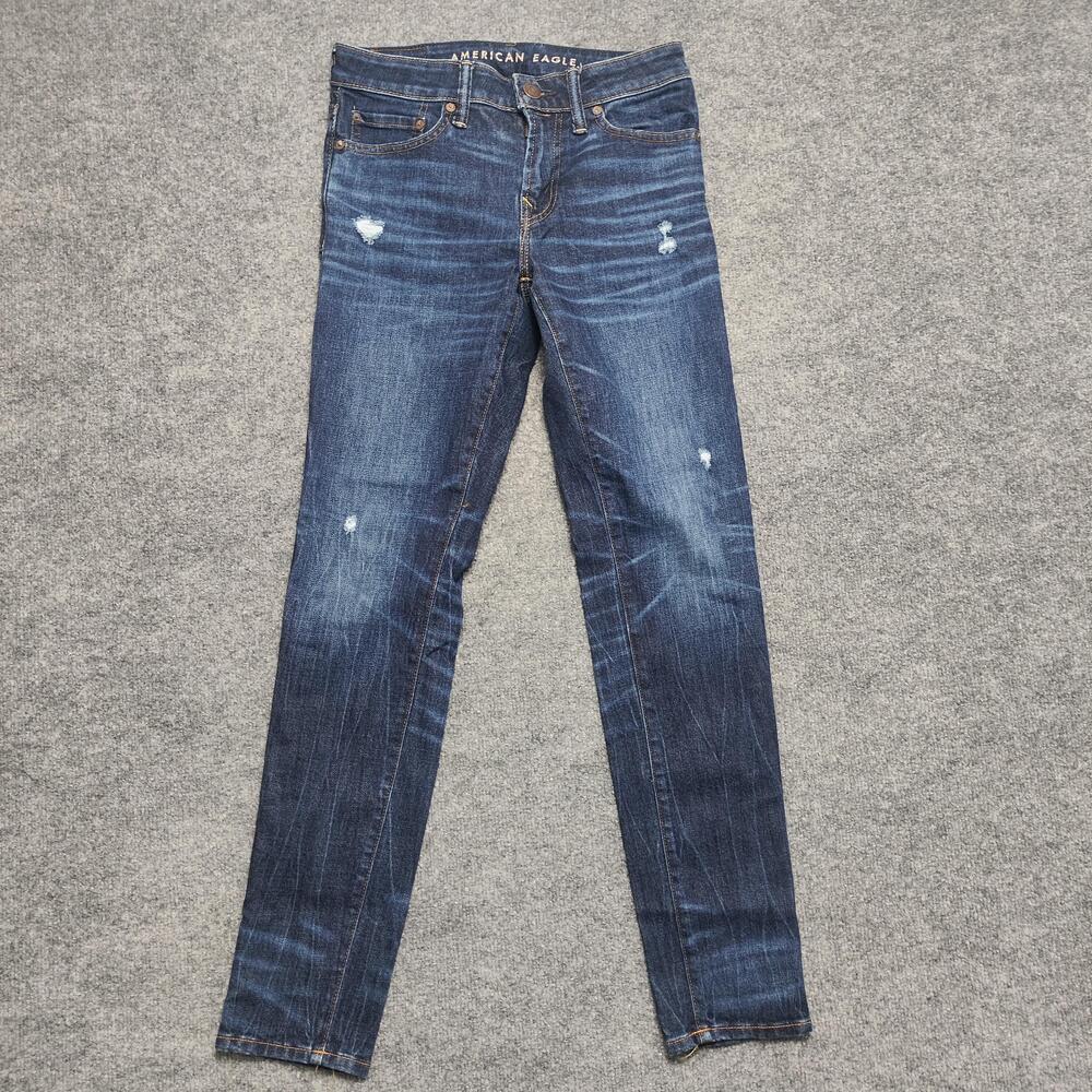 American Eagle Jeans Mens 28x32 Blue Medium Wash Slim Skinny Denim Distressed